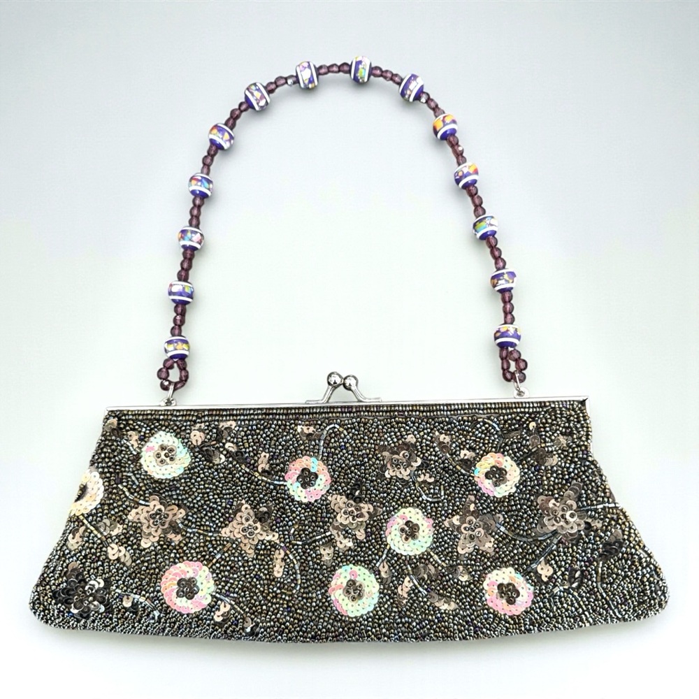 Vintage Beaded Sequin Evening Clutch Purse